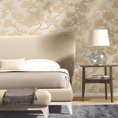 DUTCH Wallcoverings Tapete Kiefer-Motiv Creme