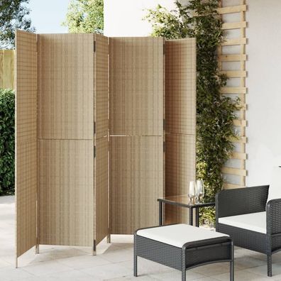 Paravent 6-tlg. Beige Poly Rattan