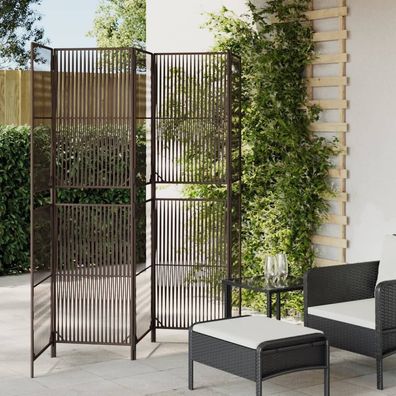 Paravent 5-tlg. Braun Poly Rattan