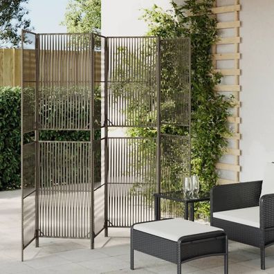 Paravent 6-tlg. Grau Poly Rattan