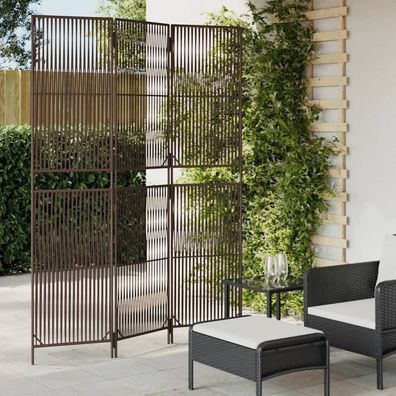 Paravent 3-tlg. Braun Poly Rattan