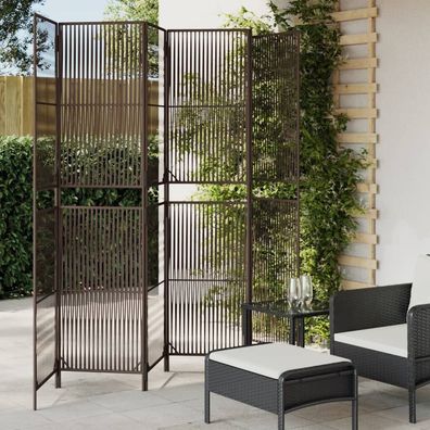 Paravent 6-tlg. Braun Poly Rattan