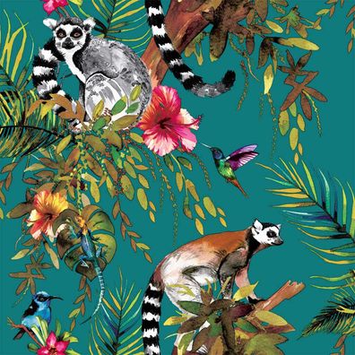 DUTCH Wallcoverings Tapete Lemur-Motiv Grün 12402