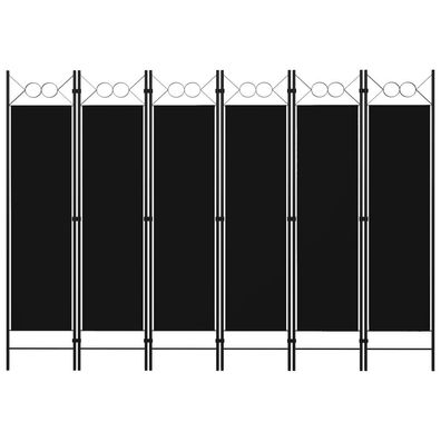 6-tlg. Raumteiler Schwarz 240 x 180 cm