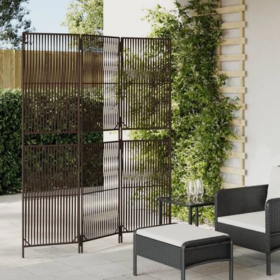 Paravent 3-tlg. Braun Poly Rattan