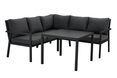 Garten-Set Rana No.2, Schwarz Sofa: 195x195/78x92 cm / Tisch: 85x85x65 cm