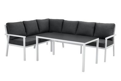 Garten-Set Rana No.4, Weiß Sofa: 195x252/78x92 cm / Tisch: 137x77x65 cm