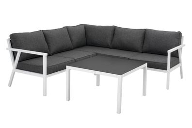 Garten-Set Rana No.5, Weiß Sofa: 224x224/88x84 cm / Tisch: 137x77x65 cm