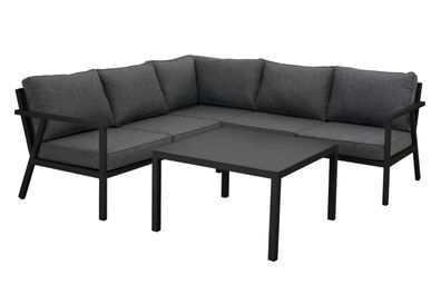 Garten-Set Rana No.5, Schwarz Sofa: 224x224/88x84 cm / Tisch: 137x77x65 cm