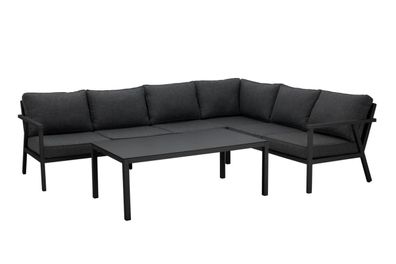 Garten-Set Rana No.6, Schwarz Sofa: 224x291/88x84 cm / Tisch: 137x77x50 cm