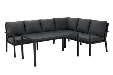 Garten-Set Rana No.7, Schwarz Sofa: 195x252/78x92 cm / Tisch: 137x77x65 cm