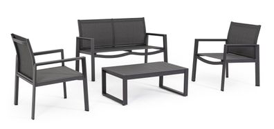 Garten-Set Kallen 4er-Set aus Aluminium, Anthrazit Sessel: 68x68x82 cm / Sofa: 126x68