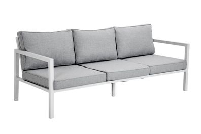 Gartensofa Belfort mit Kissen, Weiß 206x88x76 cm