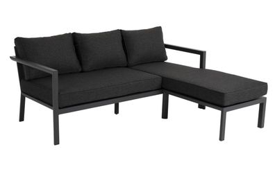 Gartenecksofa Delia mit Kissen, Anthrazit 167x147x74 cm