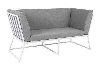 Gartensofa Vence mit Kissen 2-Sitzer, Weiß 167x75x85 cm