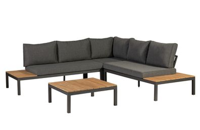 Gartenecksofa La Vida aus Teakholz, Anthrazit 245x245x63 cm