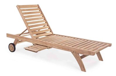 Gartenliege Maryland Teakholz mit Ablage 65x200x95 cm