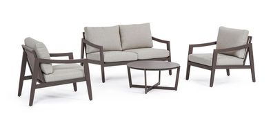 Gartenlounge Sirenus 4er-Set, Coffee Sofa: 132x89x85 cm / Sessel: 69x89x85 cm / Tisch