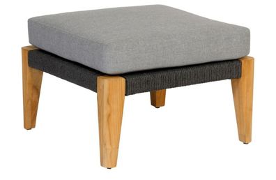 Gartenhocker San Remo aus Teakholz, Schwarz 63x63x31 cm