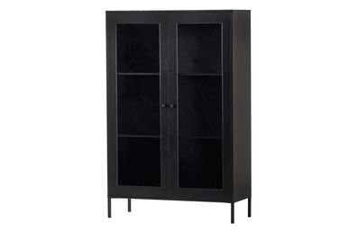 Vitrine Xam aus Kiefernholz, Schwarz 100x40x155 cm