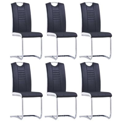 Freischwinger 6 Stk. Schwarz Kunstleder
