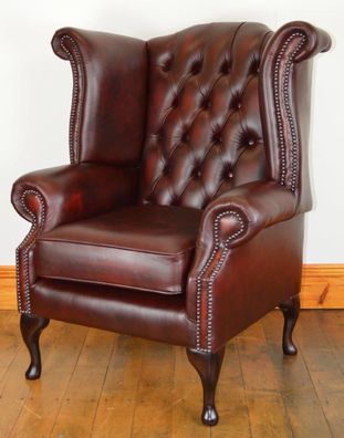 Chesterfield Ohrensessel Sessel Sofa Leder 1 Sitz Fernseh Antik Neu Lagerware