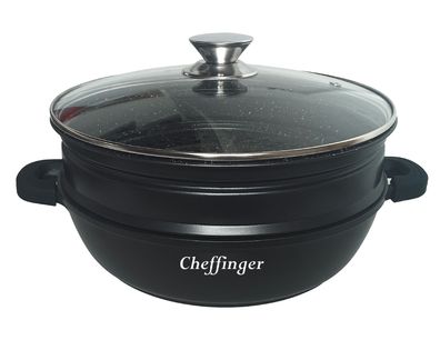 4 in 1 Tajine Topf mit Silikongriffe ø28 cm Garer Dampfgarer Schwarz Induktion