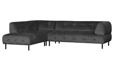 Ecksofa Lloyd mit Samtbezug, Links, Schwarz 267x91/205x77 cm