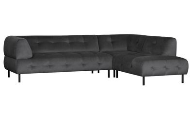 Ecksofa Lloyd mit Samtbezug, Rechts, Schwarz 267x91/205x77 cm