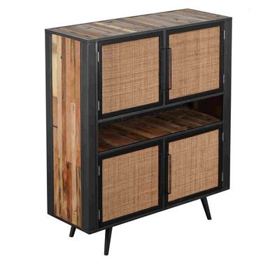 Highboard Nordic Rattan mit 4 Téren, 130 cm 130x45x150 cm