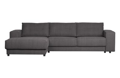 Chaiselongue Randy aus Leinenstoff Links, Anthrazit 295x95/117x81 cm