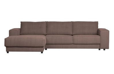 Chaiselongue Randy aus Leinenstoff Links, Braun 295x95/117x81 cm