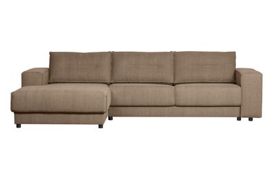 Chaiselongue Randy aus Leinenstoff Links, Sand 295x95/117x81 cm