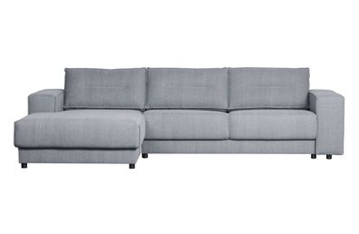 Chaiselongue Randy aus Leinenstoff Links, Hellgrau 295x95/117x81 cm