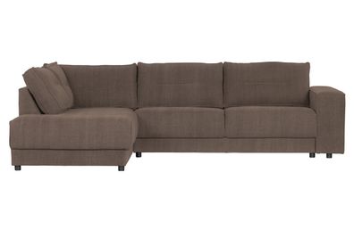 Ecksofa Randy aus Leinenstoff Links, Braun 282x196x81 cm