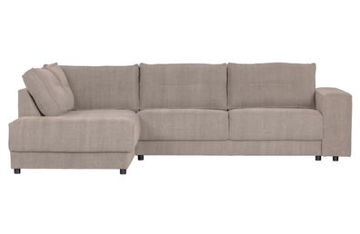 Ecksofa Randy aus Leinenstoff Links, Beige 282x196x81 cm