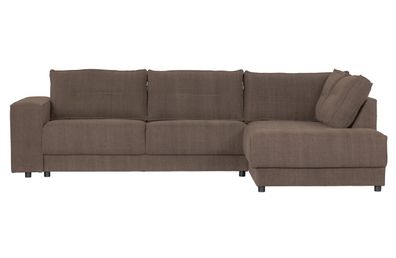 Ecksofa Randy aus Leinenstoff Rechts, Braun 282x196x81 cm