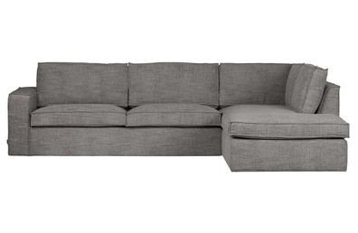 Ecksofa Hajo aus Melange-Gewebe Rechts, Grau 283x63/197x84 cm