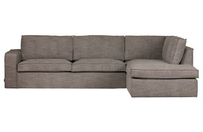 Ecksofa Hajo aus Melange-Gewebe Rechts, Braun 283x63/197x84 cm