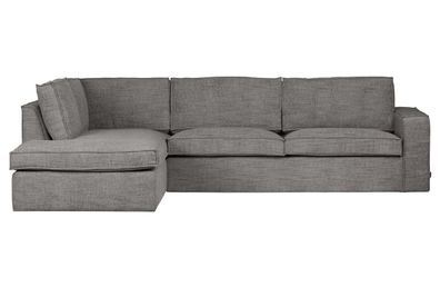 Ecksofa Hajo aus Melange-Gewebe Links, Grau 283x63/197x84 cm