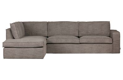 Ecksofa Hajo aus Melange-Gewebe Links, Braun 283x63/197x84 cm