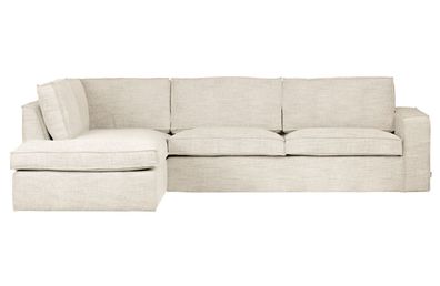 Ecksofa Hajo aus Melange-Gewebe Links, Creme 283x63/197x84 cm