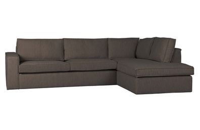 Ecksofa Hajo aus BouclÜ-Stoff Rechts, Braun 283x63/197x84 cm