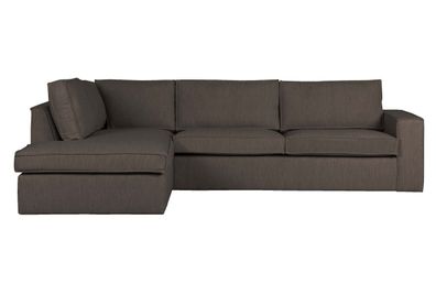 Ecksofa Hajo aus BouclÜ-Stoff Links, Braun 283x63/197x84 cm