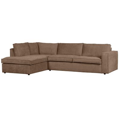 Ecksofa Hajo aus Chenille-Stoff Links, Mud 283x197x84 cm