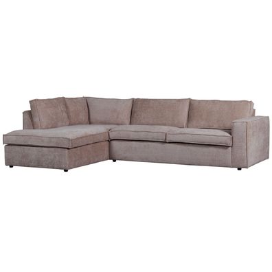 Ecksofa Hajo aus Chenille-Stoff Links, Taupe 283x197x84 cm