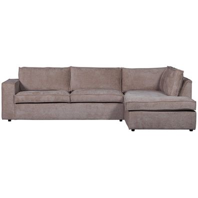 Ecksofa Hajo aus Chenille-Stoff Rechts, Taupe 283x197x84 cm