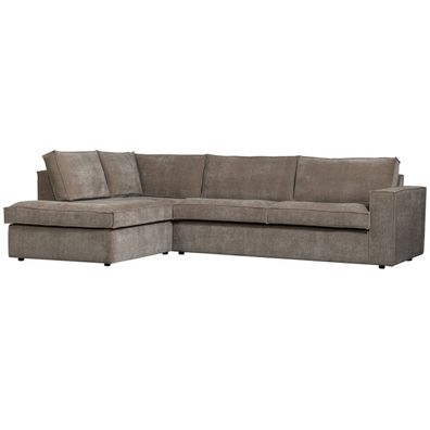 Ecksofa Hajo mit Cordbezug Links, Taupe 283x197x84 cm