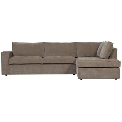 Ecksofa Hajo mit Cordbezug Rechts, Taupe 283x197x84 cm