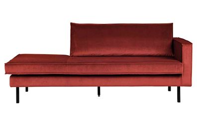 Recamiere Rodeo Daybed Samt, rechts Rot 203x86x85 cm